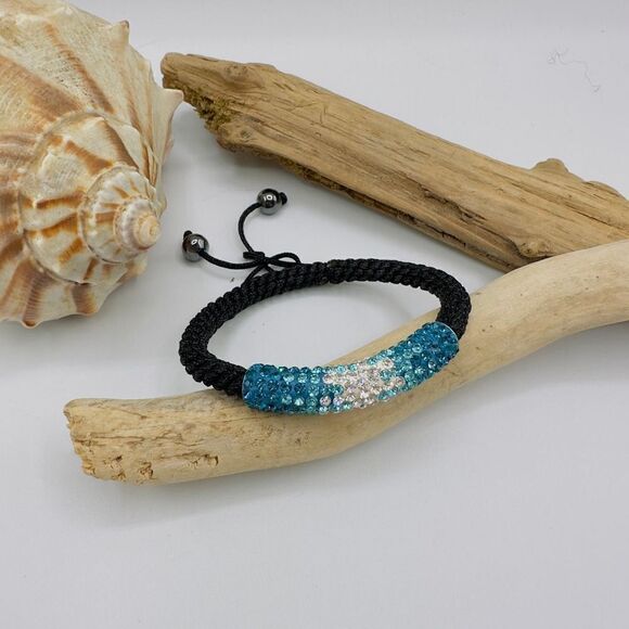 Pave Set Crystal Disco Bangle Ajustable Bracelet - Picture 1 of 3